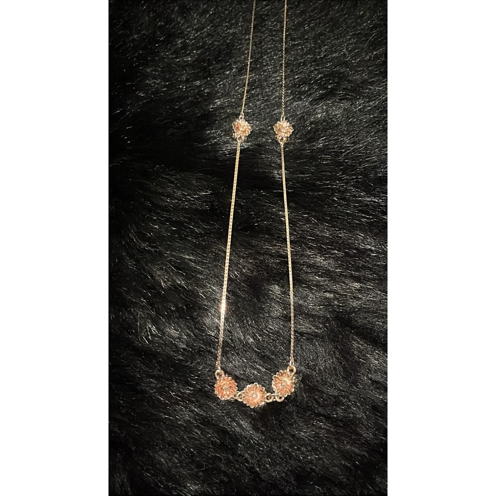 Long Rose Gold Flower Necklace